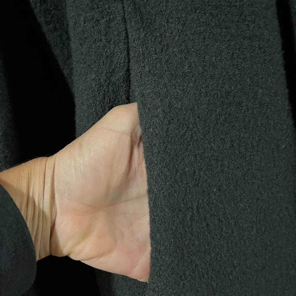 Garnet Hill Charcoal Belted Shawl Collar Coat - Picture 5 of 8